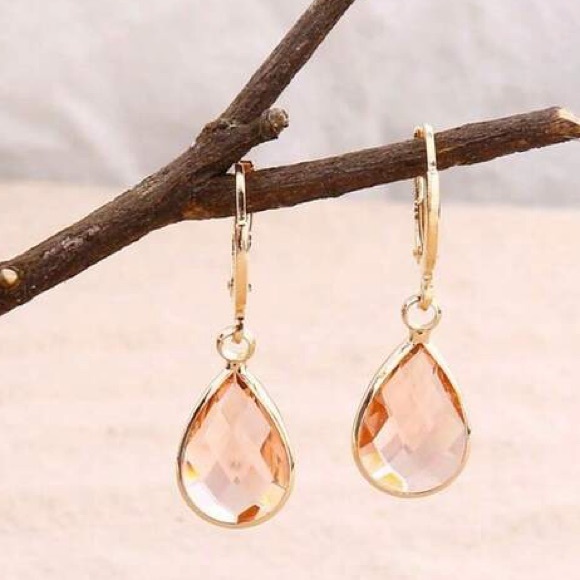 Elegant Gold and Pink. Teardrop Earrings